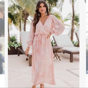 Pink/ivory floral maxi dress- size medium.